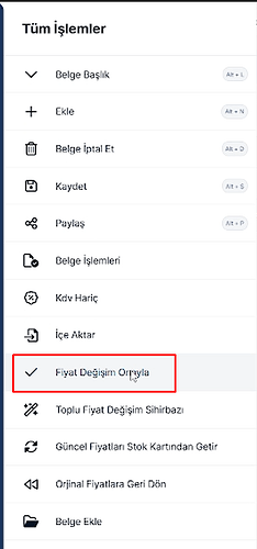 Fiyat Değişimini Onaylama