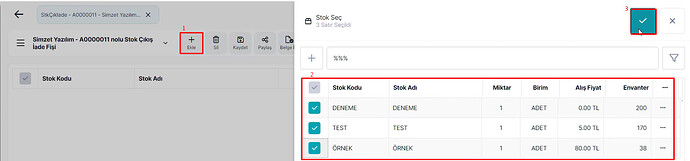 Stok Ekleme