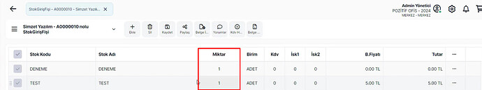 Stok Miktarı Düzenleme