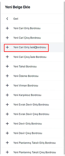 Cari Giriş İade