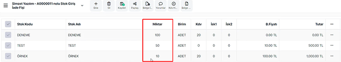 Stok Miktarı Düzenleme