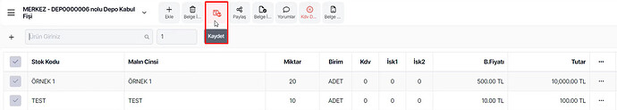 Belge Kaydetme