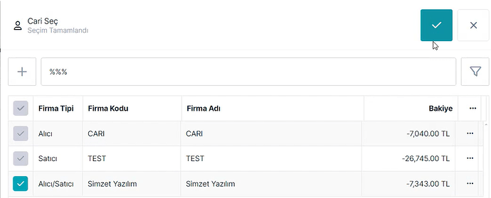 Cari Kart Seçimi